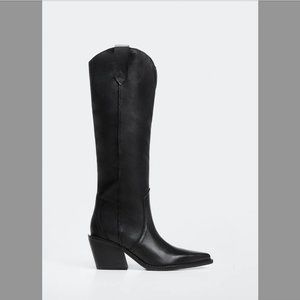 Mango leather cowboy boots